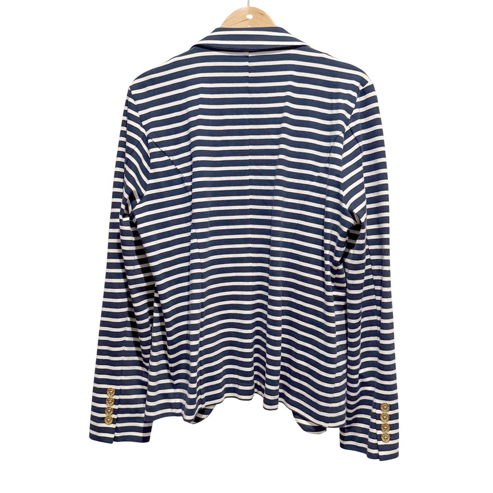 Lauren Ralph Lauren Striped Blazer Womens L Navy White Jacket Preppy Nautical - Picture 2 of 11